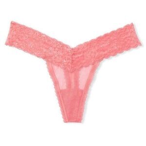 NWOT (XL) Victoria’s Secret The Lacie Sexy Floral Lace Thong Panty, Pink Dot